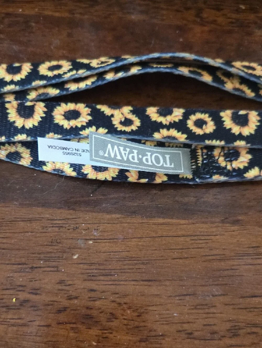 Top Paw Black and Yellow Floral Dog Lead with Gold Hardware